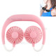 Wearable Neckband Mini Dual-Fans 3 Wind Speeds Adjustable USB Rechargeable - Pink