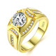 Fashion Businessman 18K White Gold Plated + AAA Zircon Men Diamond Ring, Size: 9, Diameter: 18.9mm, Perimeter: 59.5mm