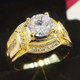 Fashion Businessman 18K White Gold Plated + AAA Zircon Men Diamond Ring, Size: 10, Diameter: 19.8mm, Perimeter: 62.1mm
