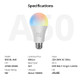 Smart Bulb E27 RGB Color Changing WiFi Light 9W 806LM 2700K-6500K LED Bulb Compatible with Alexa/Hey Google/IFTTT/HomeKit via "eWeLink" APP