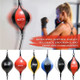 KRILUN Boxing Ball Speed Punching Bag PU Leather MMA Muay Thai Training Striking Bag with Pump - Black  /  Red