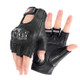 RIDING TRIBE MCS-59B 1 Pair Carbon Fiber Hard Shell Genuine Leather Half Finger Gloves for Motorcycle Racing - Black/M