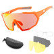 Sports Cycling Sunglasses with 2 Interchangeable Lenses UV400 Protection MTB Road Riding Fishing Golf Baseball Running Glasses - Orange+Grey
