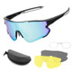 Sports Sunglasses Anti-UV400 Cycling Glasses with 2 Interchangeable Lenses for MTB Biking Running Baseball Fishing Golf - Black+Gray
