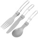 TOMSHCO 3Pcs Titanium Folding Utensil Set Fork Knife Spoon Open Campfire Flatware for Camping, Backpacking, Hiking (NO FDA Certificate)