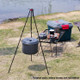 Outdoor Camping Aluminum Alloy Dutch Oven Stand Tripod Campfire Cooking Pot Pan Hanger - Black