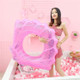 80*90cm Sequins Shell Shape Inflatable Swimming Ring Summer Pool Toy - Pink