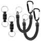 2pcs Magnetic Net Release Holder Keeper Landing Net Connector with Coiled Lanyard Carabiner Clip for Fly Fishing - Black