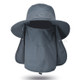 Fishing Hat Sun Cap with Removable Face Cover Neck Flap Outdoor UV Sun Protection Wide Brim Hat - Dark Grey