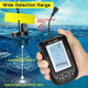 Portable Fish Finder with Wired Sonar Transducer Handheld Wired Fish Alarm Finder with 0.6-100m Detection Depth