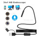 8MM Micro USB/Type-C/USB 3-in-1 HD Endoscope Waterproof Borescope Tube Camera with 8 White LED Lights - 2m Hard Wire