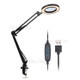 Magnifying Glass with LED Clamp Clip Light 8X Magnifier Swing Arm Hand Free Desk Lamp with 72 LEDs Light 3 Color Mode 10 Levels Dimmable Adjustable for Reading Rework Craft Workbench Sewing - Black