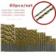 60PCS/Pack High Speed HSS Plating Titanium Twist Drill Bit Set Metric System 1.0-3.5mm