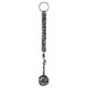 Outdoor Security Protection Black Monkey Fist Steel Ball Bearing Self Defense Lanyard Survival Key Chain(Black&White)