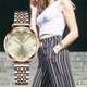 CIVO 8095 Fashion Women Shiny Rhinestone Decor Analogue Quartz Watch Stainless Steel Strap Wrist Watch - Rose Gold/Grey