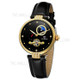 FORSINING Women's Automatic Mechanical Watch with Leather Strap Hollow-out Design Luminous Display Wristwatch for Women - Black / Gold