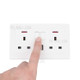 Double Wall Plug Socket 2 Gang 13A 2 USB Charger Port Outlets White Plate UK Plug