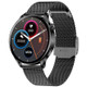AK37pro 1.36inch Round Screen Bluetooth Call Fitness Bracelet Heart Rate Monitor Smart Watch, Mesh Strap - Black
