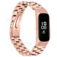 Stainless Steel Three Bead Buckle Chain Watchband for Samsung Galaxy Fit-E/SM-R375 - Rose Gold