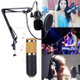 Professional Studio Live Streaming Broadcasting Recording Condenser Microphone Stand Pop Filter Kit