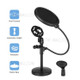 Desktop Microphone Stand Mic Stand Anti-slip Base with Pop Filter and Microphone Clip for Recording Voice-Over Sound Studio