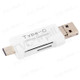 3 in 1 Type C + USB + Micro USB TF/Micro SD & SD Card Reader - White