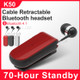 Business Wireless Bluetooth Headset Telescopic Type Collar Clip HD Sound Quality Earphone with Mic - Black