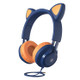 FINGERTIME EP08 Lovely Cute Cat Ear Decor Headset Wired Stereo Sound Headphones Muisc Stereo Girl's Kid's Earphones - Dark Blue