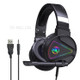 HXSJ F16 Wired Head-mounted Gaming Headset with 50mm Driver Unit Omnidirectional High Sensitivity Microphone RGB Light Effect USB+3.5mm Ports