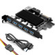 HC424 5 Ports USB3.0 Expansion Card PCI-E Adapter with 15-Pin SATA Power Connector Motherboard 19-Pin USB3.0 Hub