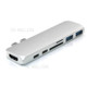 7-in-1 Dual USB-C Port to Thunderbolt 3/4K HDMI/USB-C/2xUSB3.0/SD/MicroSD Hub Adapter for MacBook Pro - Silver