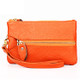 2001 Horizontal Square Litchi Texture Wallet Clutch Bag for Ladies, with Detachable Hand Strap & 6 Key Rings(Orange)