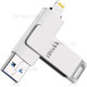 IDISKK MFI Certificated 128G 2-in-1 USB 3.0 + Lightning Flash Driver Metal Rotating U Disk for iPhone iPad MacBook Computer