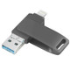 RICHWELL R-PK004 64GB Memory Stick 3 in 1 Lightning/Micro USB/USB 3.0 High Speed Flash Drive OTG U Disk - Black