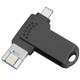 RICHWELL 16GB 3 in 1 External Storage Thumb Drive Type C/Lightning/USB Swivel Memory Stick USB 3.0 Flash Drive - Black