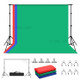 PULUZ PKT5205 Photo Studio 2x2.9m Photography Background Support Stand Backdrop Crossbar Bracket Kit with Red/Blue/Green Backdrops