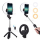 PULUZ6.2 inch 16cm Ring LED Live Broadcast Vlogging Selfie Light + Bluetooth Selfie Stick Tripod Mount
