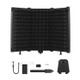 Microphone Isolation Shield Mic Windscreen 3-Panel Sound Absorbing Foam Reflector with Supporting Rod Base Phone Clip 5/8 Inch Screw Adapter