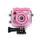 AT-G20G 2 inch LCD Screen Mini Kids Camera 12MP HD Portable Children Camera Camcorder with Build-in Games Waterproof Case (without TF Card) - Pink