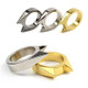 Women Men Safety Survival Ring Tool Self Defence Stainless Steel Finger Defense Ring(Gold)