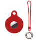 Round Silicone Anti-lost Protective Case Cover with Buckle Rope for Apple AirTag Bluetooth Locator - Red