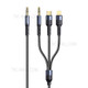 USAMS US-SJ556 1.2m 3.5mm to Lightning + 3.5mm + Type-C Braided Aluminum Alloy Audio Adapter Cable