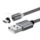 LED Round Magnetic Type C Nylon Braided Charging Cable for Samsung Sony Huawei - Grey