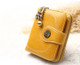 Vintage Oil Wax Leather Tri-fold Zipper Purse Clutch Wallet(Yellow)