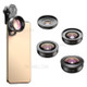APEXEL 5 in 1 Cellphone Lens Kit 195° Fisheye Lens 110° Wide Angle Lens 10X Macro Lens 2X Telephoto Lens 170° Super Wide Angle Lens (APL-HB5IN1)