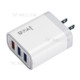 IVON AD37 For iPhone Xiaomi Huawei OPPO 3 USB Ports Quick Charge 3.0 Fast Charge Charger Travel Power Adapter, US Plug