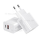 18W USB + Type-C Dual Ports Quick Charge Travel Charger - EU Plug