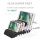 6 Ports USB Charging Station Dock Desktop Charging Stand Mount for iPhone Samsung LG - Black / EU Plug