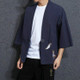 Men Loose Embroidery Hanfu Robe Cardigan, Size:XXL(Navy)