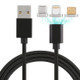 1m 3 in 1 USB to Micro USB + 8 Pin + USB-C / Type-C Magnetic Detachable Cable, For iPhone, Galaxy, Huawei, Xiaomi, HTC, Sony and other Smartphones(Black)
